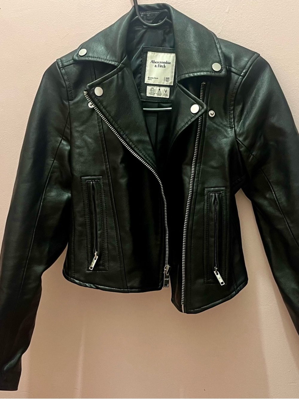 Abercrombie & Fitch Black Faux Leather Moto Biker Jacket